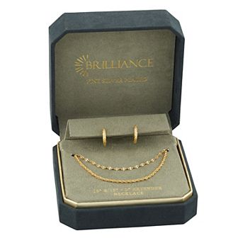 Brilliance Twisted Hoop Earring & Double Layer Chain Necklace Set