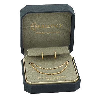 Brilliance Twisted Hoop Earring & Double Layer Chain Necklace Set