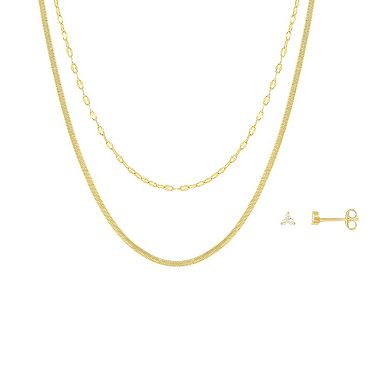 Brilliance Cubic Zirconia Stud Earring & Necklace Set