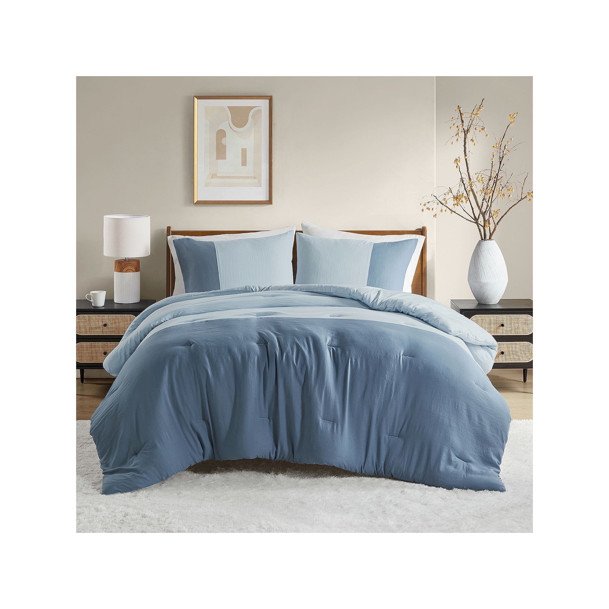 510 Design Miro Soft Washed Color Block Comforter Set, Blue