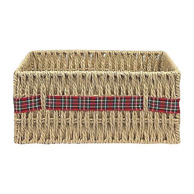 Merry and Bright Basket with Red, White & Green Flannel Bow