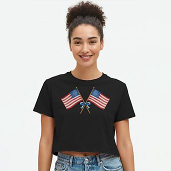 Juniors' Grayson Threads The Label American Flag and Bow Patriotic Graphic Tee