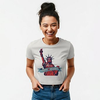 Juniors' Grayson Threads The Label Party In The USA Crop Patriotic Graphic Tee