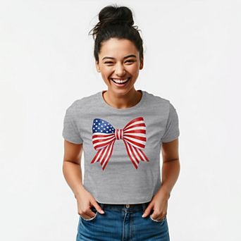 Juniors' Grayson Threads The Label American Bow Crop Patriotic Graphic Tee