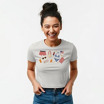 Juniors' Grayson Threads The Label American Summer Boxy Crop Patriotic Graphic Tee