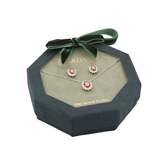 Brilliance Cubic Zirconia Oval Halo Necklace & Stud Earring Set