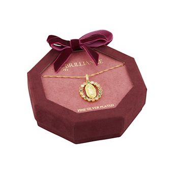Brilliance Gold-Plated Cubic Zirconia Virgin Mary Pendant Necklace