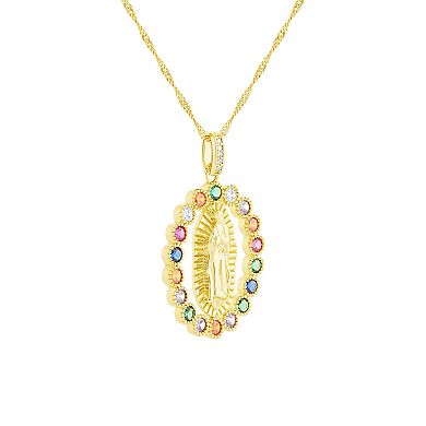 Brilliance Gold-Plated Cubic Zirconia Virgin Mary Pendant Necklace