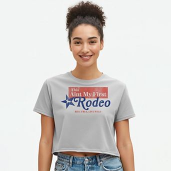 Juniors' Grayson Threads The Label Ain't My First Boxy Crop Patriotic Graphic Tee
