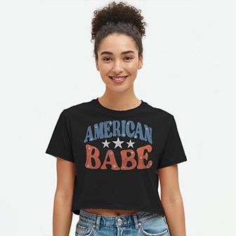 Juniors' Grayson Threads The Label American Babe Crop Patriotic Graphic Tee