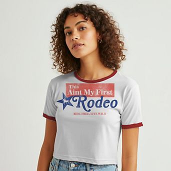Juniors' Grayson Threads The Label Aint My First Rodeo Baby Ringer Patriotic Graphic Tee