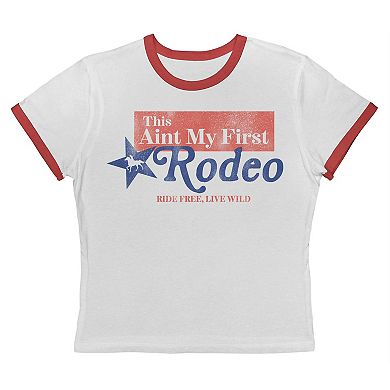 Juniors' Grayson Threads The Label Aint My First Rodeo Baby Ringer Patriotic Graphic Tee