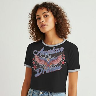 Juniors' Grayson Threads The Label American Dream Baby Ringer Patriotic Graphic Tee