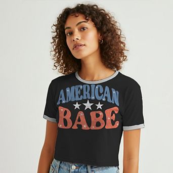 Juniors' Grayson Threads The Label American Babe Baby Ringer Patriotic Graphic Tee