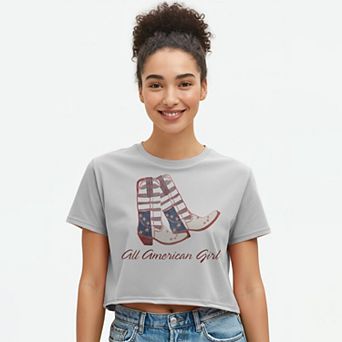 Juniors' Grayson Threads The Label All American Girl Boxy Crop Patriotic Graphic Tee