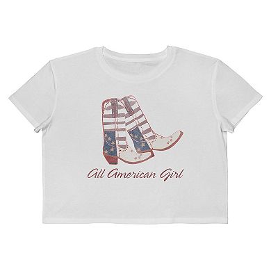Juniors' Grayson Threads The Label All American Girl Boxy Crop Patriotic Graphic Tee