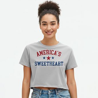 Juniors' Grayson Threads The Label Americas Sweetheart Boxy Crop Patriotic Graphic Tee