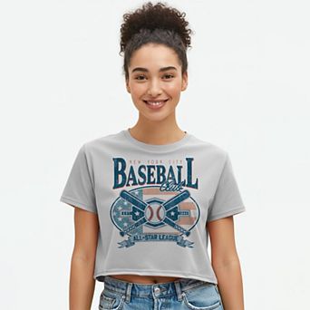 Juniors' Grayson Threads The Label Baseball Club Boxy Crop Patriotic Graphic Tee