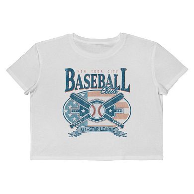 Juniors' Grayson Threads The Label Baseball Club Boxy Crop Patriotic Graphic Tee