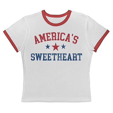 Juniors' Grayson Threads The Label Americas Sweetheart Baby Ringer Patriotic Graphic Tee