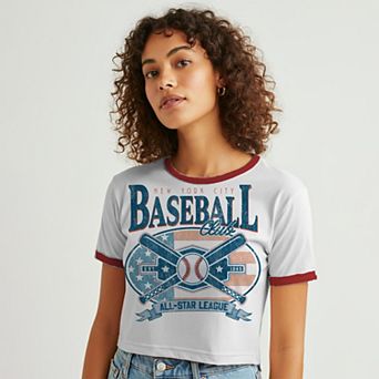 Juniors' Grayson Threads The Label Baseball Club Baby Ringer Patriotic Graphic Tee