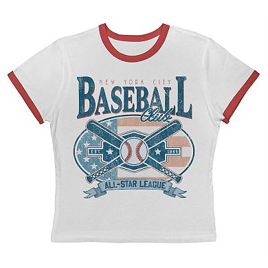 Juniors' Grayson Threads The Label Baseball Club Baby Ringer Patriotic Graphic Tee