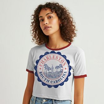 Juniors' Grayson Threads The Label Charleston Baby Ringer Patriotic Graphic Tee