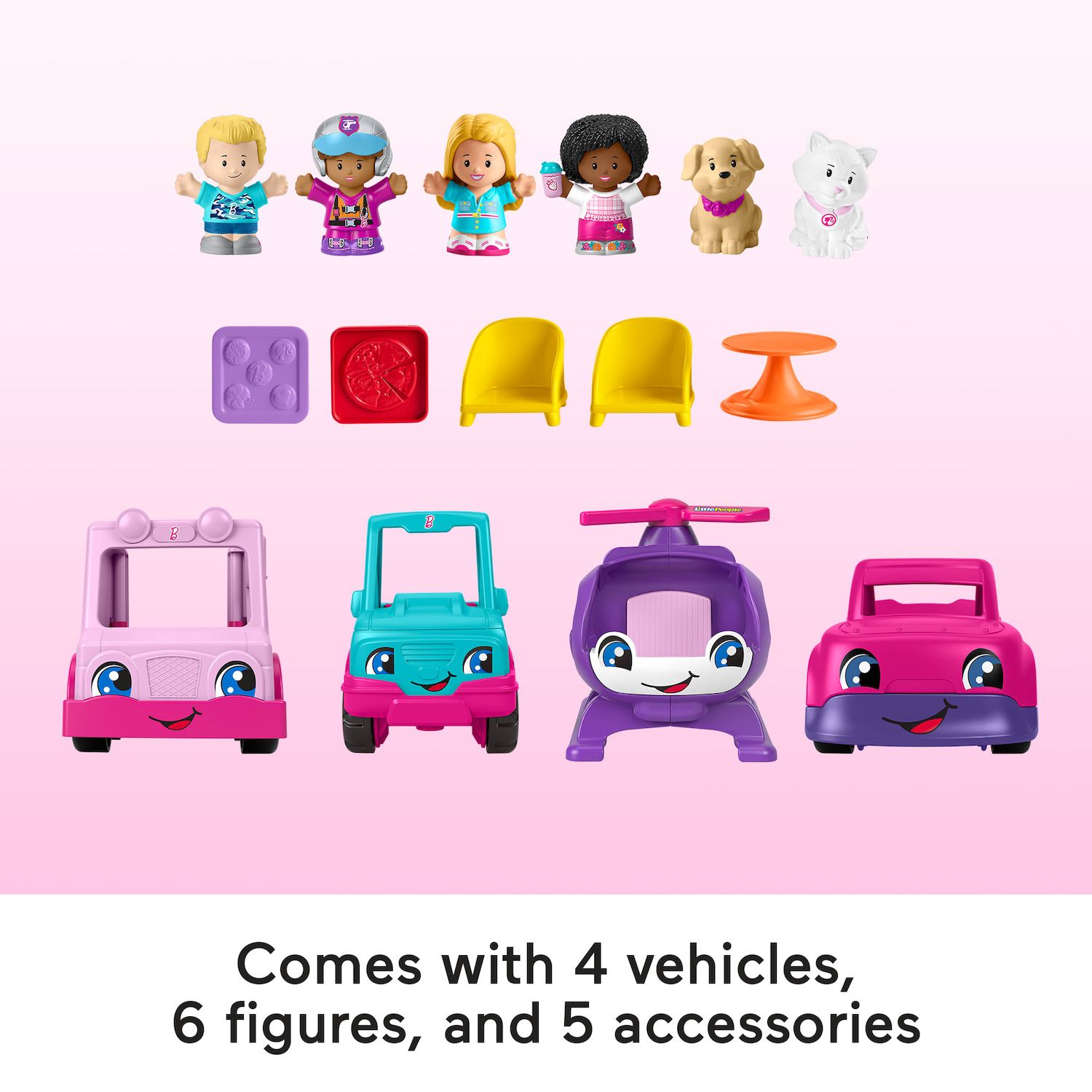 Детский игровой набор Fisher-Price Little People Barbie DreamHouse Playset with 4 Vehicles & 6 Figures — фото 5