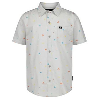 Boys 8-20 Quiksilver Piled Up Ditsy Short Sleeve Woven Shirt