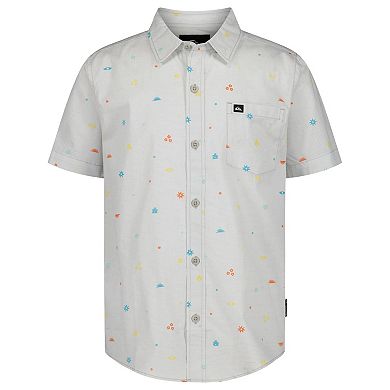 Boys 8-20 Quiksilver Piled Up Ditsy Short Sleeve Woven Shirt