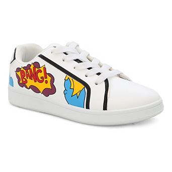 Yoki Girls' Rebel-22Y Lace-Up Word Print Low-Top Sneakers