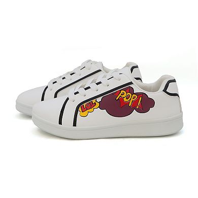 Yoki Girls' Rebel-22Y Lace-Up Word Print Low-Top Sneakers