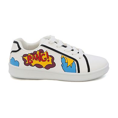 Yoki Girls' Rebel-22Y Lace-Up Word Print Low-Top Sneakers