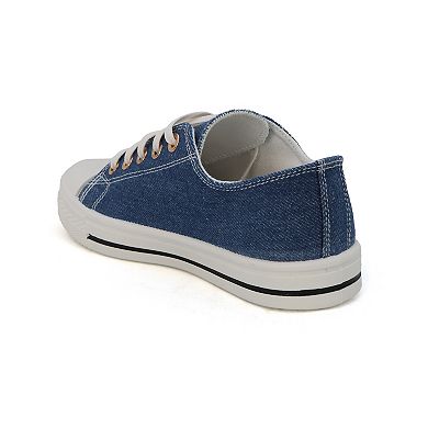Yoki Girls' Riley-23Y Heart Embroidered Lace-Up Low-Top Sneakers