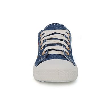 Yoki Girls' Riley-23Y Heart Embroidered Lace-Up Low-Top Sneakers