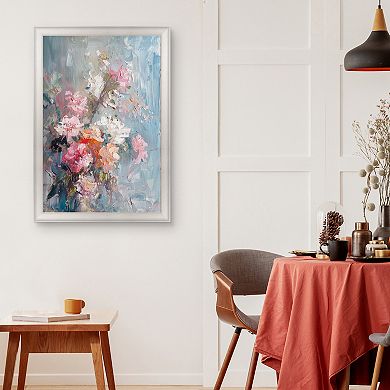 Masterpiece Abstract Pink Bouquet Framed Canvas Wall Art