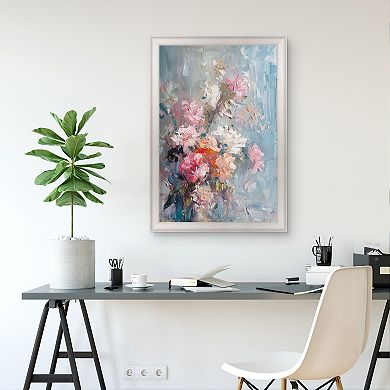 Masterpiece Abstract Pink Bouquet Framed Canvas Wall Art