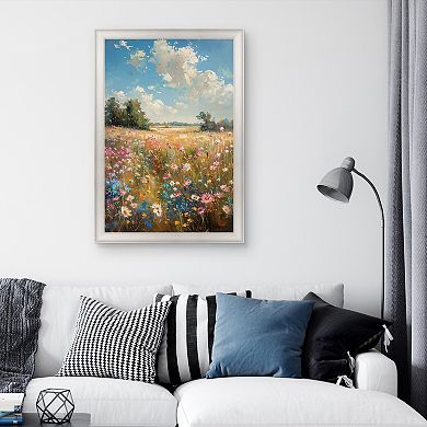 Masterpiece Field of Flowers Framed Canvas Wall Art