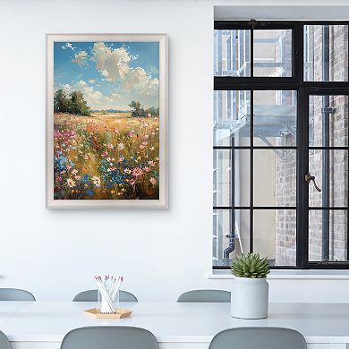 Masterpiece Field of Flowers Framed Canvas Wall Art