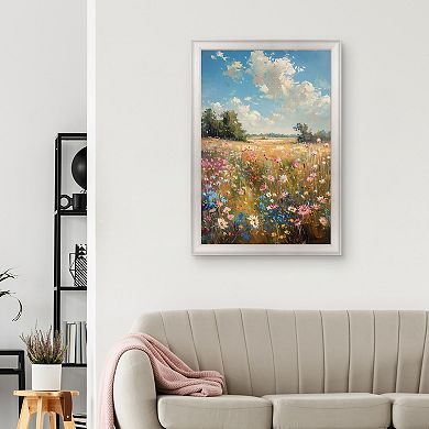 Masterpiece Field of Flowers Framed Canvas Wall Art