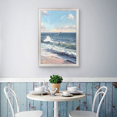 Masterpiece Flying Over the Waves Framed Canvas Wall Art