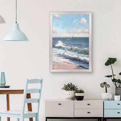 Masterpiece Flying Over the Waves Framed Canvas Wall Art