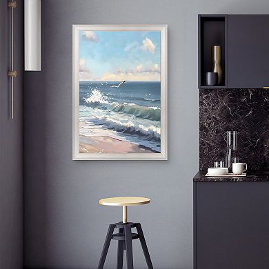 Masterpiece Flying Over the Waves Framed Canvas Wall Art