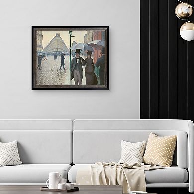 Masterpiece Rainy Day in Paris Framed Canvas Wall Art