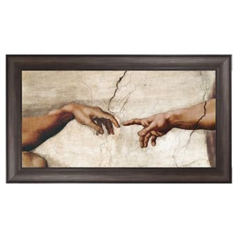 Masterpiece Creation of Adam Detail by Michelangelo Framed Canvas Wall Art