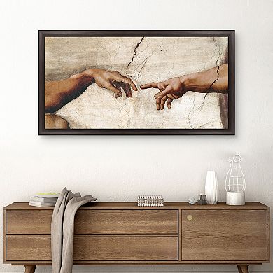 Masterpiece Creation of Adam Detail by Michelangelo Framed Canvas Wall Art