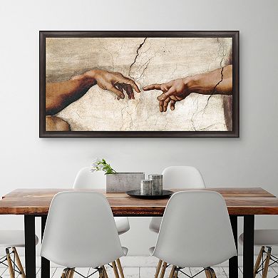 Masterpiece Creation of Adam Detail by Michelangelo Framed Canvas Wall Art
