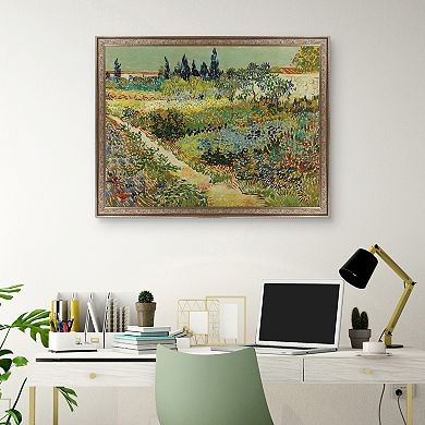Masterpiece Garden at Arles by Vincent Van Gogh Framed Canvas Wall Art