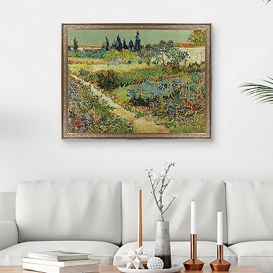 Masterpiece Garden at Arles by Vincent Van Gogh Framed Canvas Wall Art