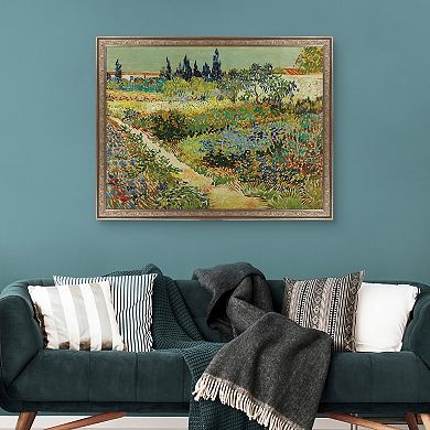 Masterpiece Garden at Arles by Vincent Van Gogh Framed Canvas Wall Art